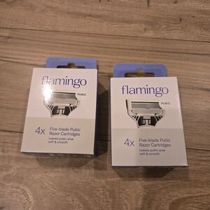 NWT Flamingo Five-Blade Razor Cartridges 4 Pack Refill Box - 2 Box Set